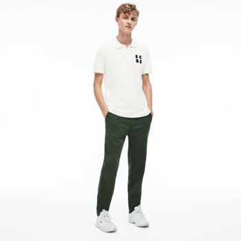 Lacoste Regular Fit LCST Lettering Petit Piqué Polo - Polo Pánské Bílé | CZ-jfaO6t